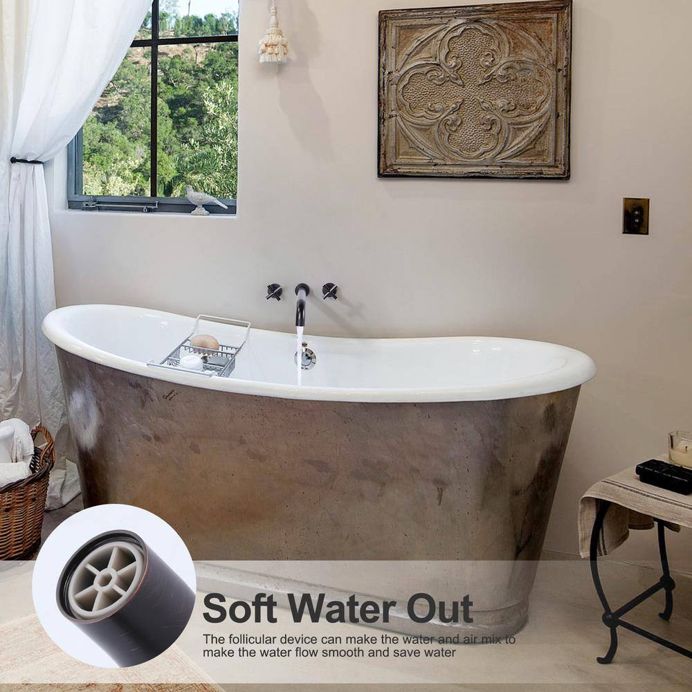 Oil Rubbed Bronze Wall Mount Tub Filler with Cross Handles
