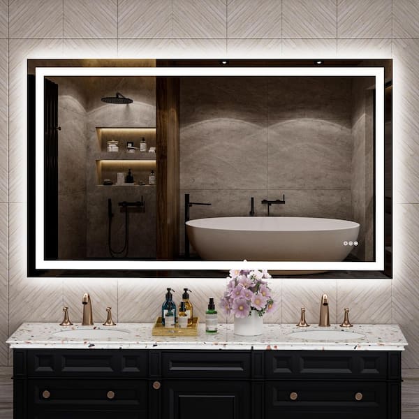 WOODSAM 36 in. W x 60 in. H Large Rectangular Frameless Anti-Fog LED Lighted Wall Bathroom Vanity Mirror