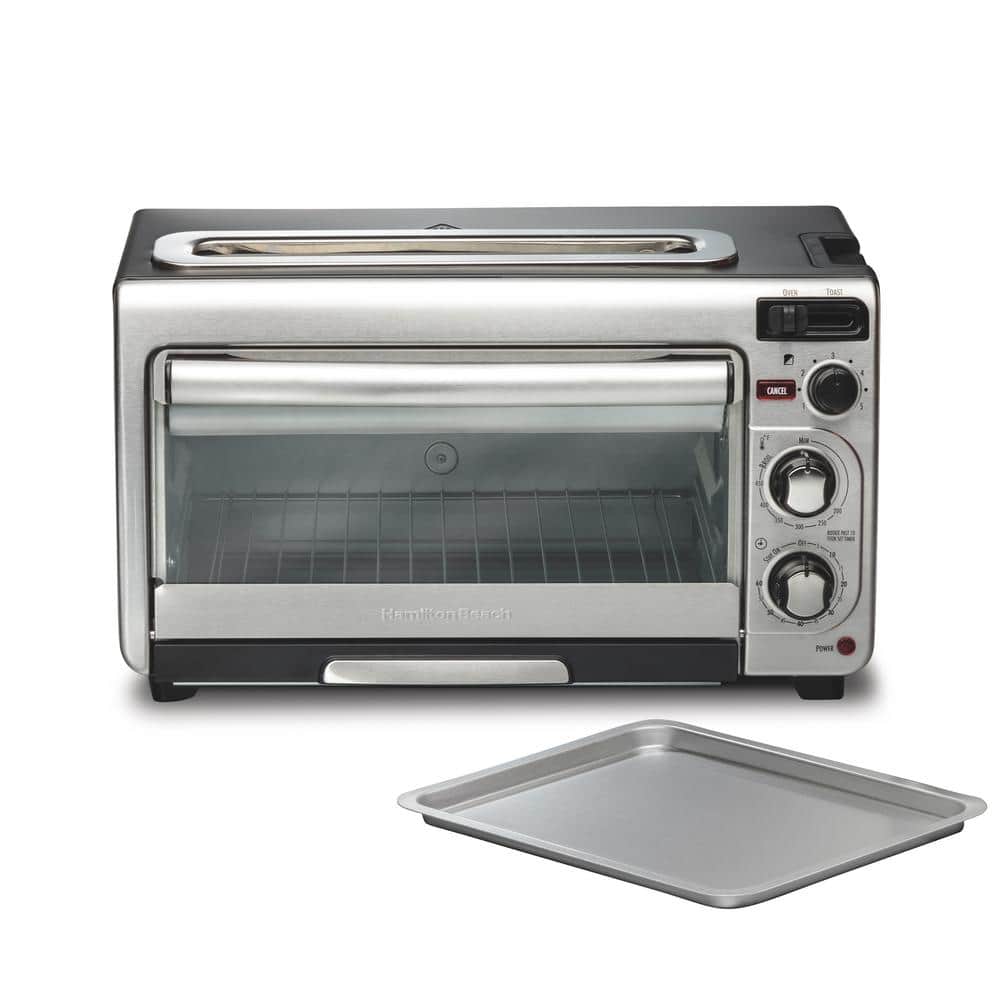 Hamilton Beach 2 in 1 1450 W 4-Slice Silver Toaster Oven with 2