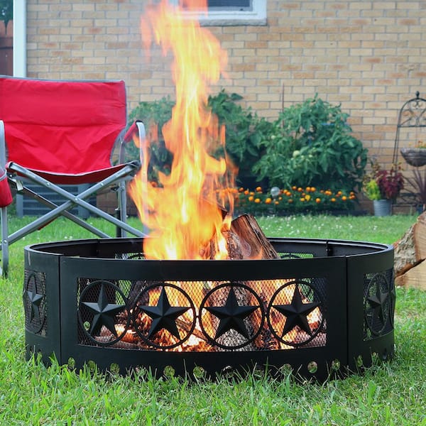 Sunnydaze 36 in. Round Heavy-Duty Steel 4 Star Wood Burning Fire