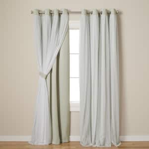Talia Sand Solid Lined Room Darkening Grommet Top Curtain, 52 in. W x 96 in. L (Set of 2)