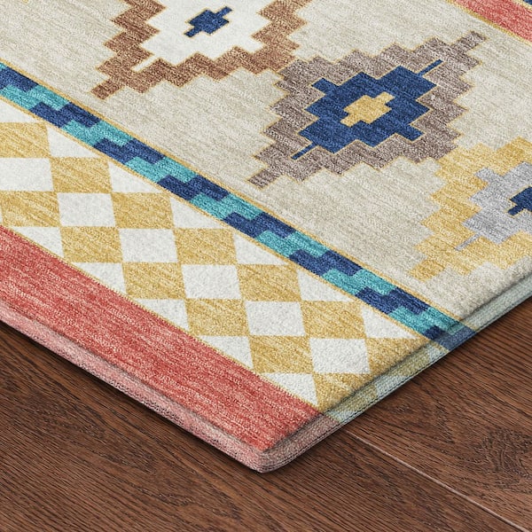 Mayfield Premium Machine Washable Abstract AMF2519 Coral 10 ft. x 14 ft. Area Rug