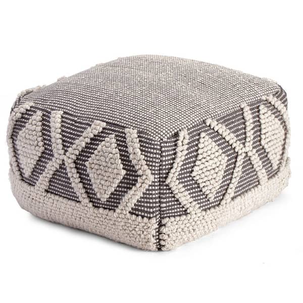 Chippewa 22 in. x 22 in. x 16 in. Gray and Ivory Pouf