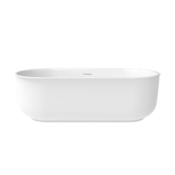 67 in. x 31.5 in. Acrylic Freestanding Flatbottom Double Ended Soaking Bathtub in White