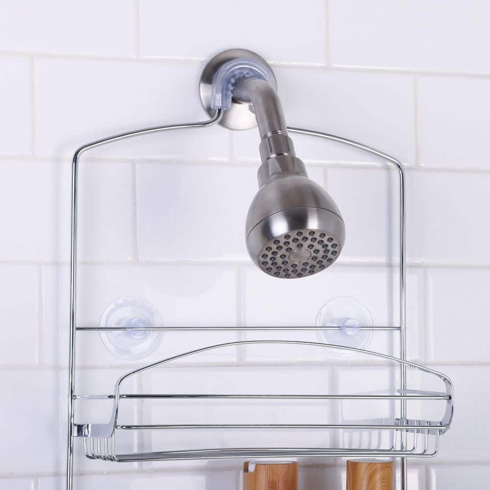 Chrome Rectangular Suction Mount Metal Shower Caddy