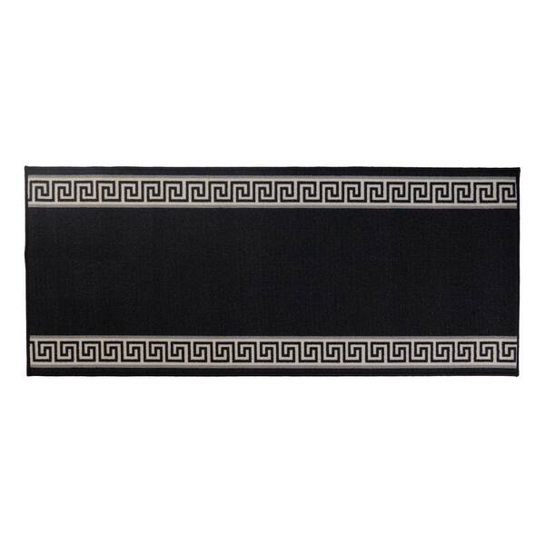 Meander Greek Key Design Black 36 in. W x 516 in. L Stair Runner 129 sq. ft.