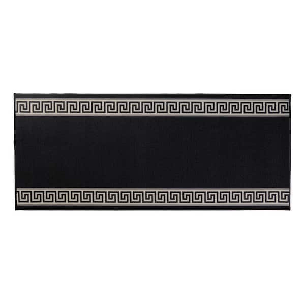 Meander Greek Key Design Black 36 in. W x 600 in. L Stair Runner 150 sq. ft.