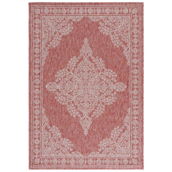 SAFAVIEH Courtyard Red/Beige 5 ft. x 8 ft. Medallion Ornate Indoor/Outdoor Area Rug