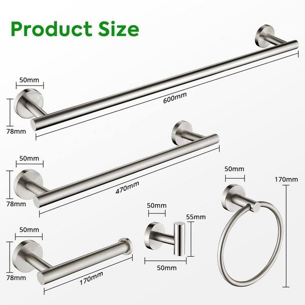 Modern Bathroom Towel Holder Set – SUS304 Stainless Steel, 23.6 Inch – Wall Mount