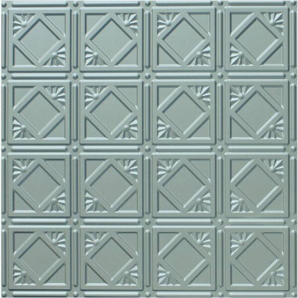 Global Specialty Products Dimensions 2 ft. x 2 ft. Nickel Tin Ceiling Tile for Refacing in T-Grid Systems