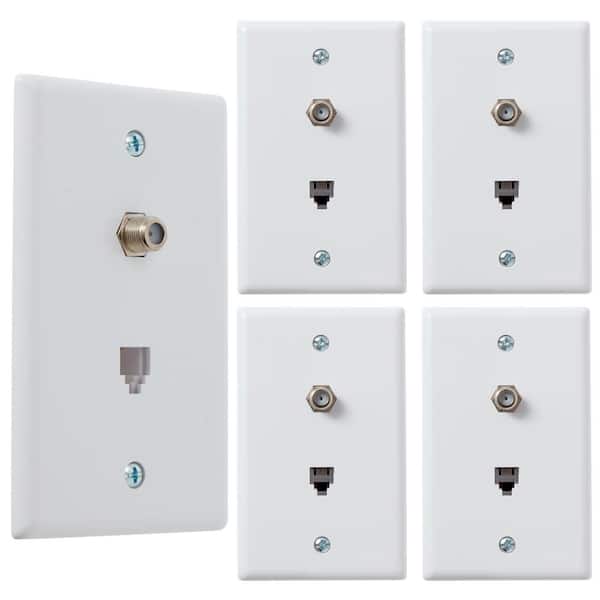 Newhouse Hardware Ivory 1-Gang TV Cable Wall Plate, F Connector, for Coax  Cable, Single Port Video Wall Jack (5-Pack) TVP-IV-05 - The Home Depot