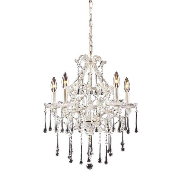 Titan Lighting Opulence 5-Light Antique White Ceiling Mount Chandelier