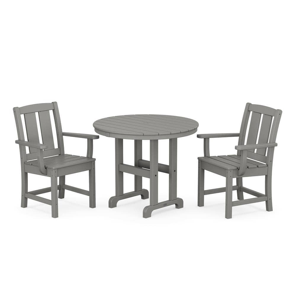 Mission 3-Piece Farmhouse Plastic Outdoor Bistro Set in Slate Grey -  POLYWOOD, PWS2063-1-GY