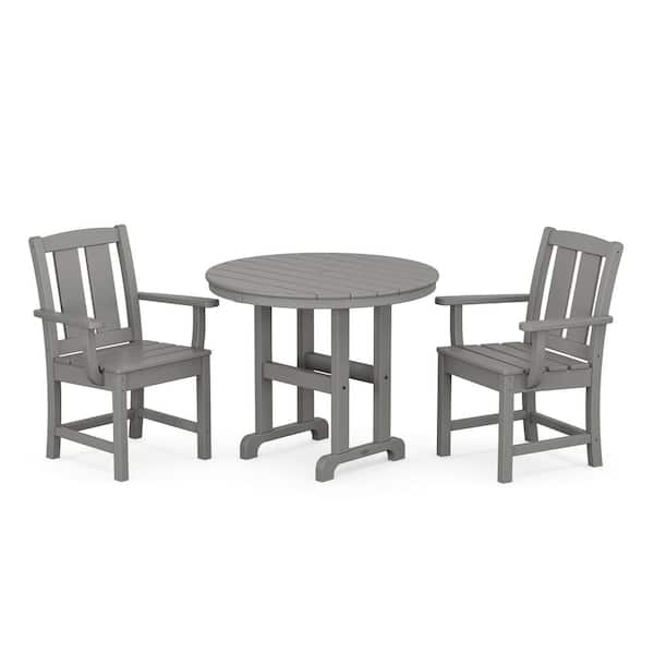 POLYWOOD Mission 3-Piece Farmhouse Plastic Outdoor Bistro Set In Slate ...