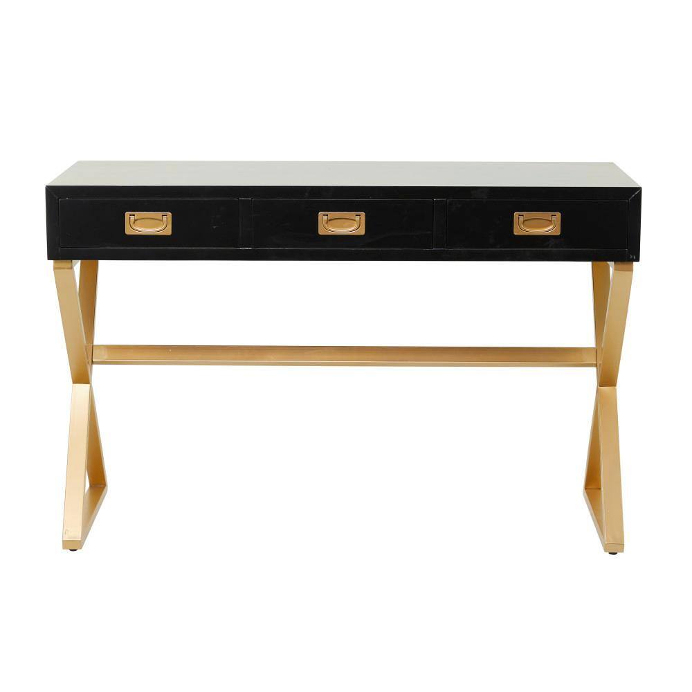 47" Black and Iron Modern Desk with Storage