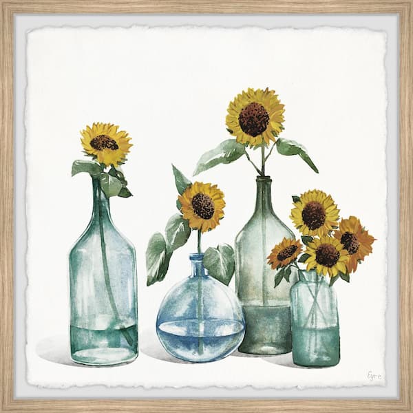 Unbranded "Sunflowers in Blue Vase" by Parvez Taj Framed Nature Art Print 18 in. x 18 in.
