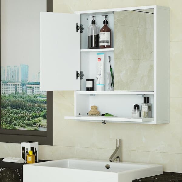 Casainc 21 5 In W Wall Mount Bathroom, Home Depot Bathroom Wall Cabinets With Mirror