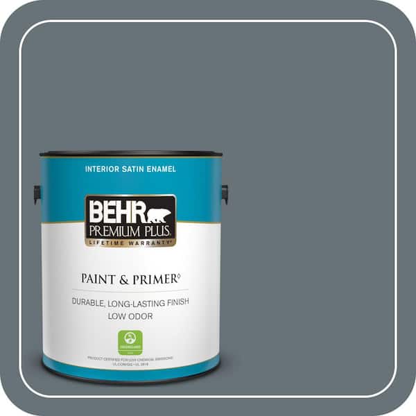 BEHR PREMIUM PLUS 1 gal. #ECC-22-3 Rain Shadow Satin Enamel Low Odor Interior Paint & Primer