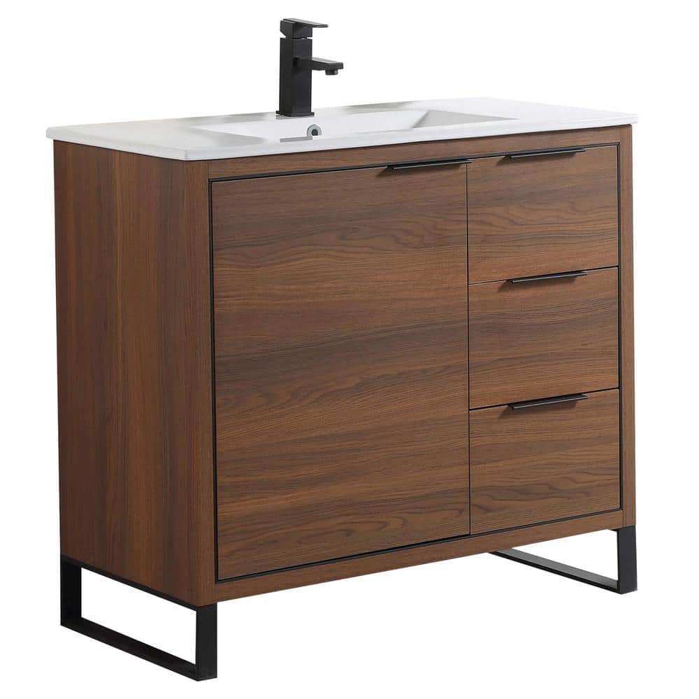 Opulence 36 in. W x 18 in. D x 33.5 in H. Bath Vanity in Walnut Ebony with White Ceramic Top price history on PriceWatchPro