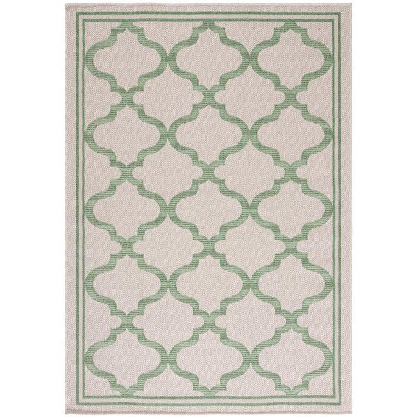 Bermuda Beige/Green 8 ft. x 10 ft. Border Trellis Indoor/Outdoor Area Rug