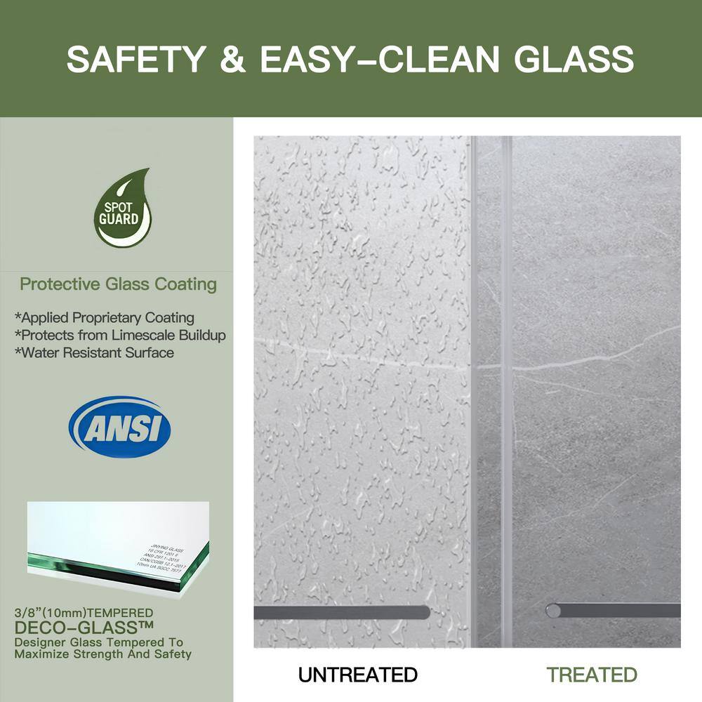 60-Inch Frameless Brushed Nickel Sliding Shower Door with Clear Glass