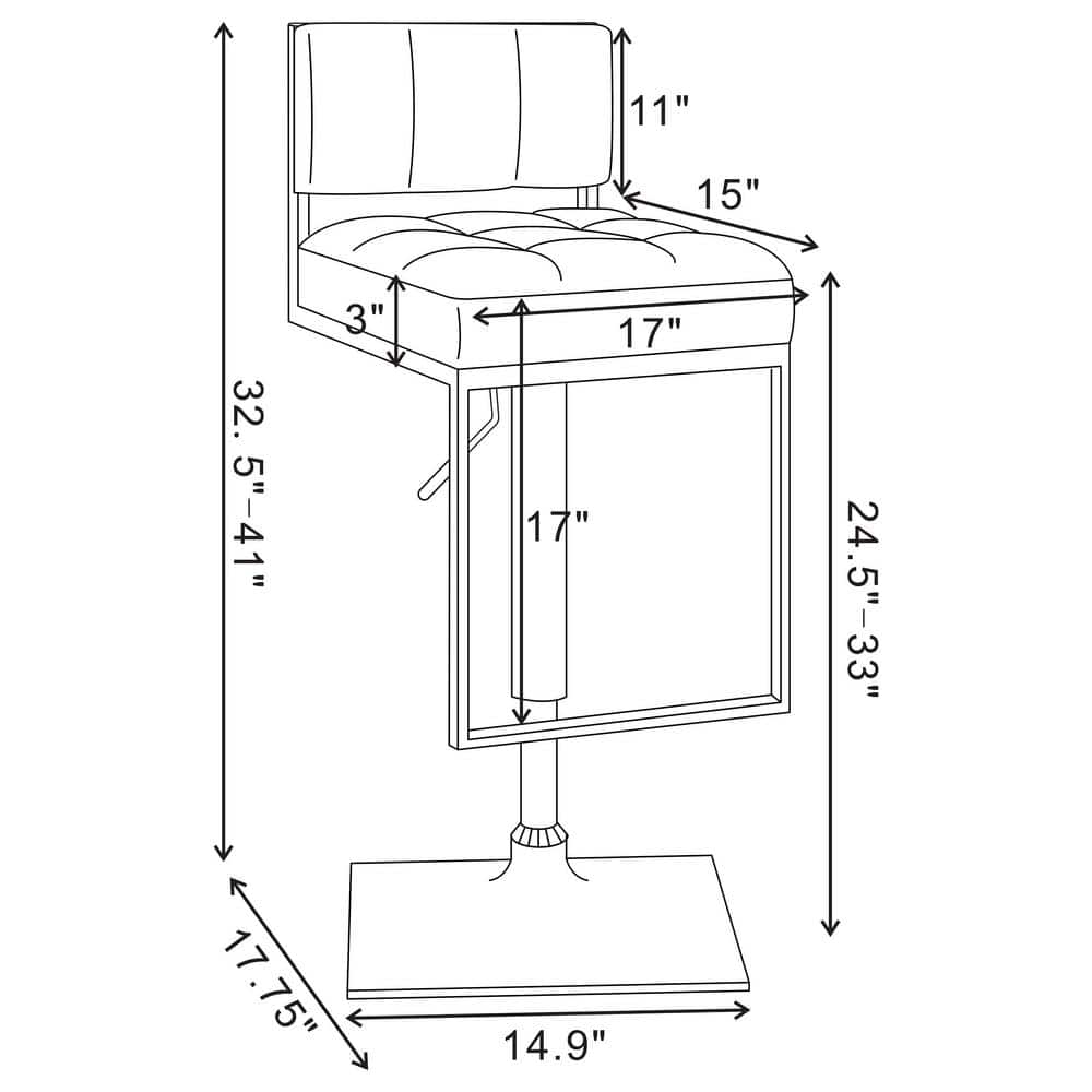 Gray Adjustable Faux Leather Bar Stool with Chrome Base