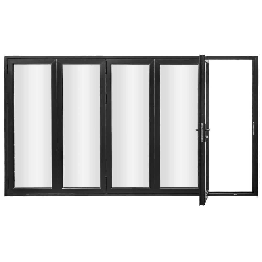 Forever Doors 75 Series 144 in. x 80 in. Matte Black Finish Left ...