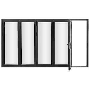 Forever Doors 75 Series 144 in. x 80 in. Matte Black Finish Left Outswing Aluminum Folding Patio Door