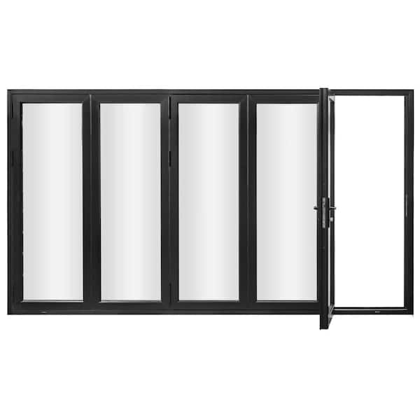 Forever Doors 75 Series 144 in. x 80 in. Matte Black Finish Left Outswing Aluminum Folding Patio Door