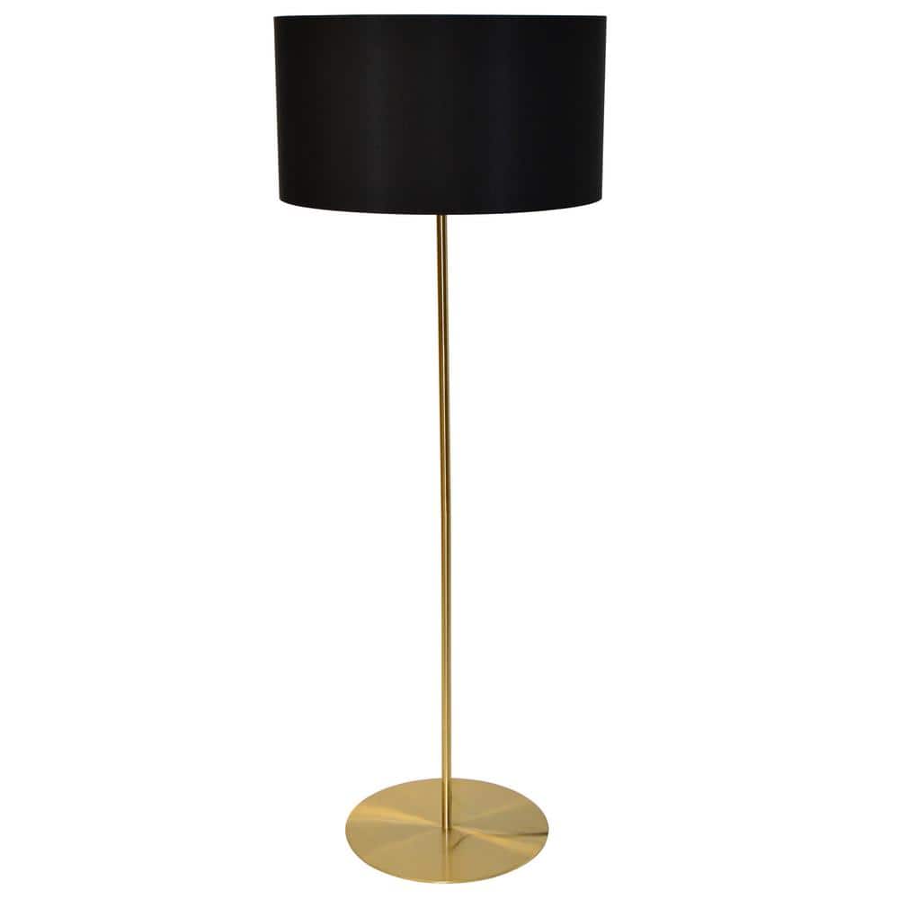 Dainolite 61 in. H 1Light Aged Brass Floor Lamp with Laminated Fabric