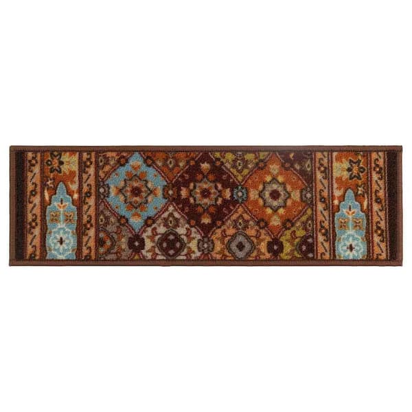 Bakhtiari Multicolor 6 in. x 26 in. Stair Tread Cover (Set of 15)