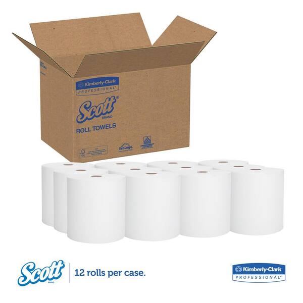 Details about   Scott Essential Hard Roll Towel 1.5" Core 8 x 400 Ft White 12 Rolls/Carton 