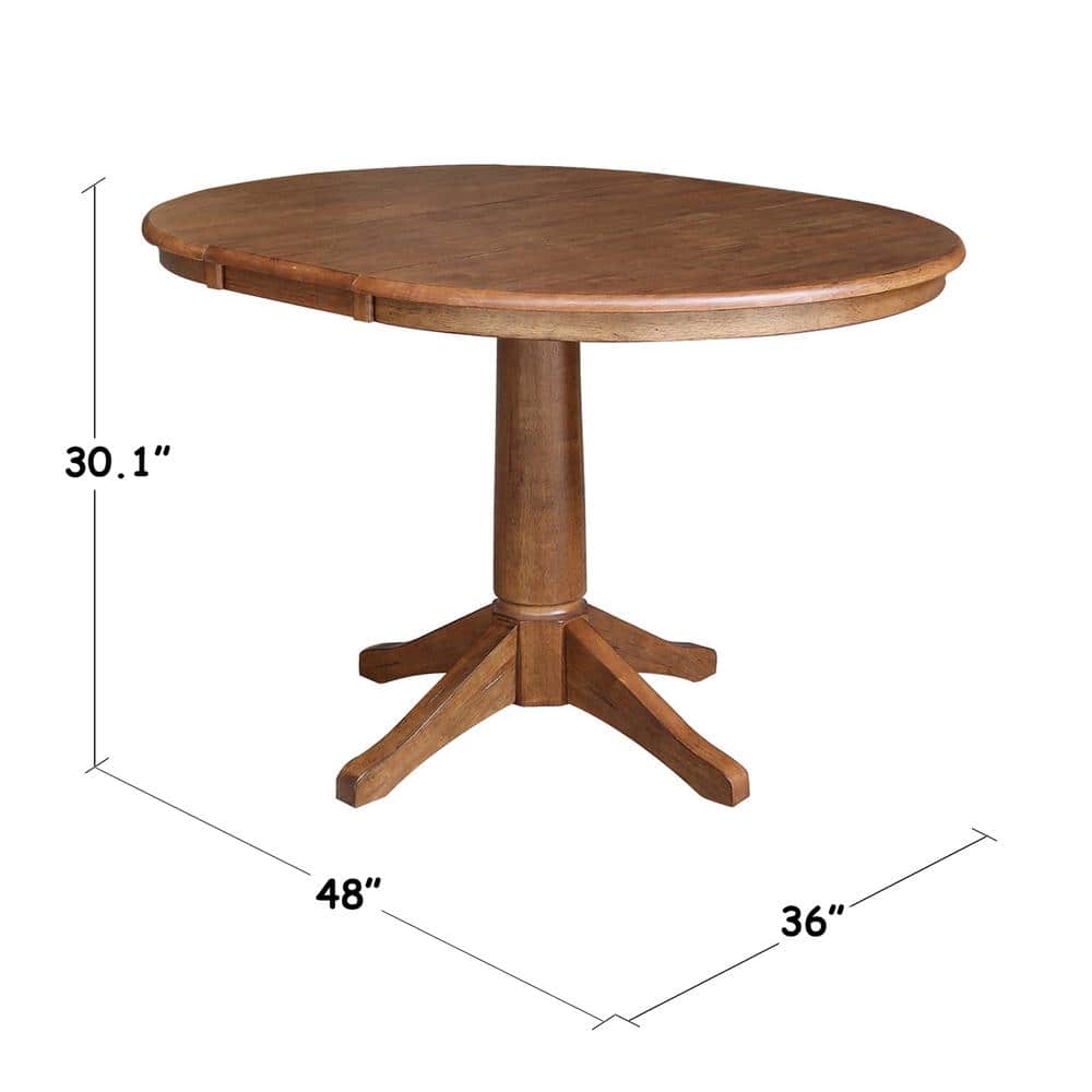 Eco-Friendly Distressed Oak Round Extendable Counter Table