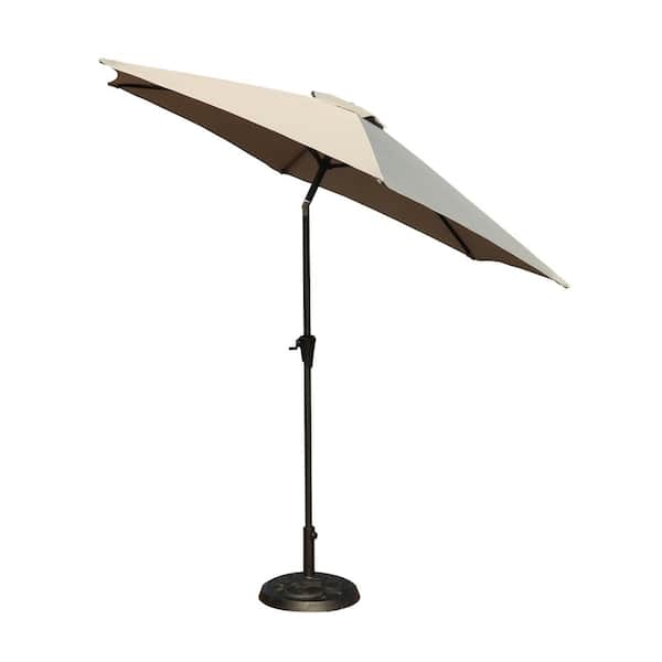 AUTMOON 9 ft. Patio Market Umbrella With Carry Bag and Base, Gray