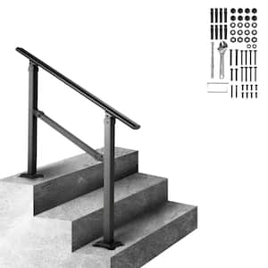 Stair Handrail Railing 3 ft. 3 Steps Handrails for Outdoor 32 in. H x 29.5 in. W Black Carbon Steel Stair Railing Kit