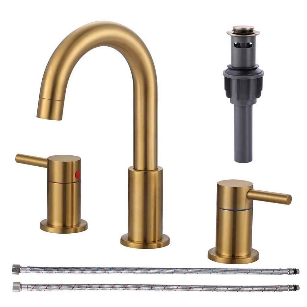 8 in. Widespread Double Handle Bathroom Faucet in Brushed Gold price history on PriceWatchPro