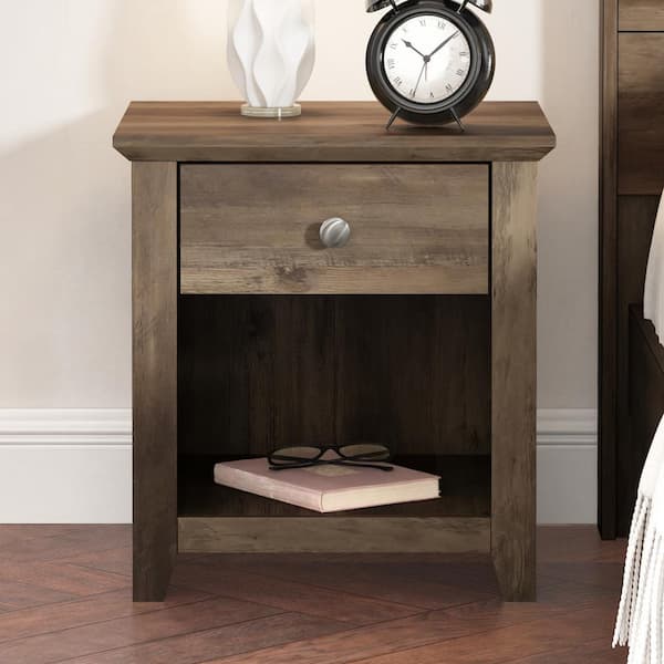 GALANO Oller 1-Drawer Knotty Oak Nightstand Sidetable (23 in. H x 18.7 in. W x 15.7 in. D)