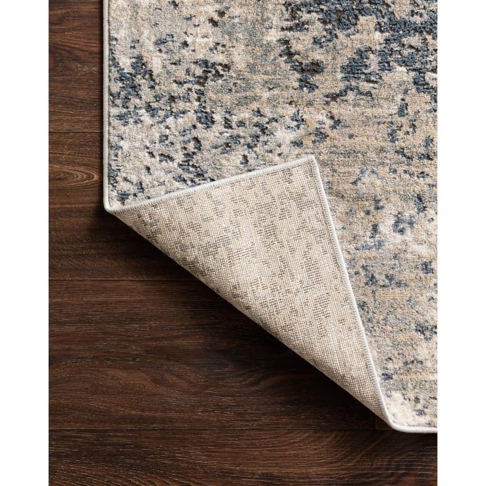 Teagan Modern Blue Abstract 8' x 11' Synthetic Area Rug