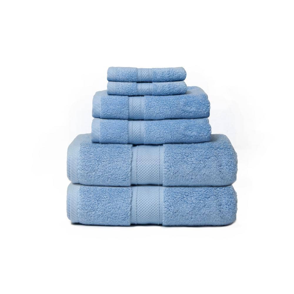 Lintex Hotel 6Piece Sail Blue Solid Cotton Bath Towel Set 848131 The