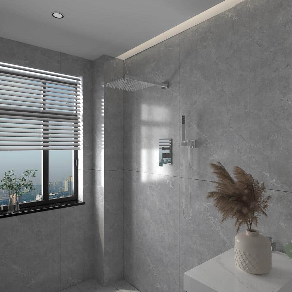 16-Inch Chrome Square Wall Mounted Rain Shower System