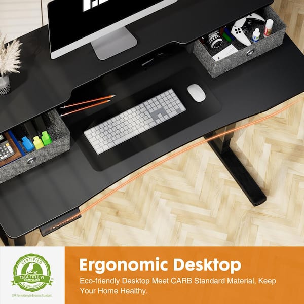 58 in. Green Ergonomic Computer Gaming Desk Workstation with Cup