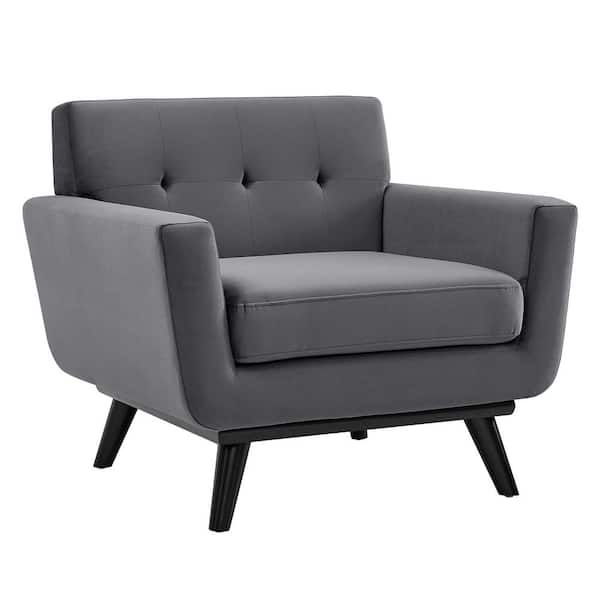 MODWAY Engage Performance Velvet Armchair in Gray
