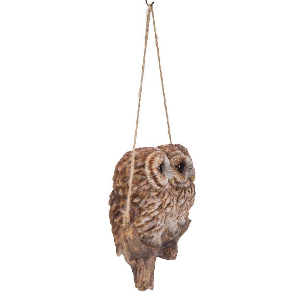 Hanging Baby Owlets on Brown Resin Branch Statue