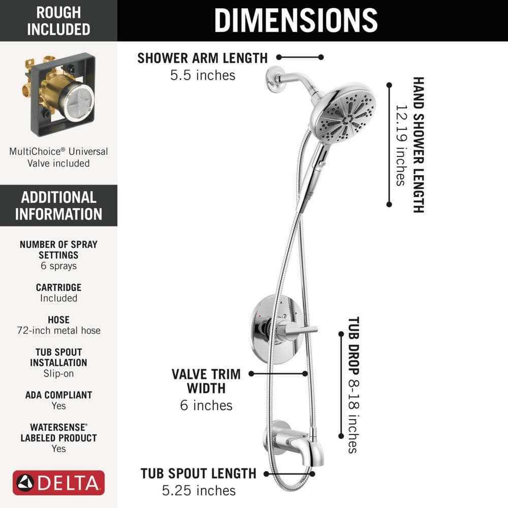 Chrome Multi-Head Handheld Wall Mounted Shower System