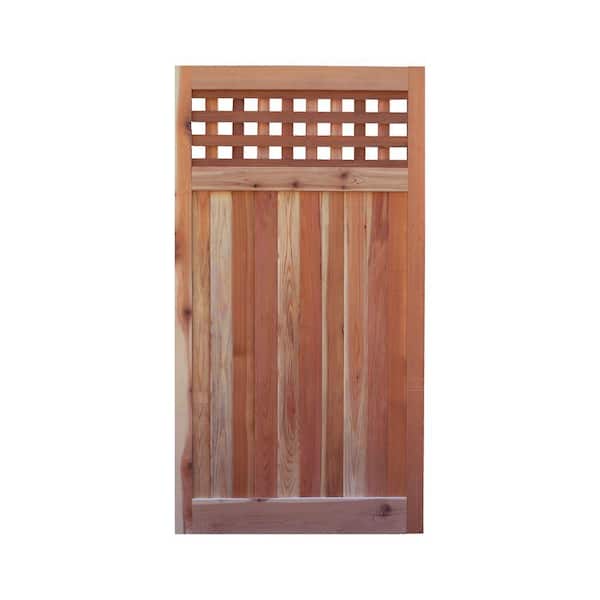 Signature Development 3 ft. x 6 ft. Western Red Cedar Flat Top Checker Lattice Fence Gate