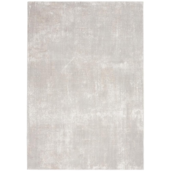Nourison Silky Textures Ivory/Grey 5 ft. x 7 ft. Abstract Contemporary Area Rug