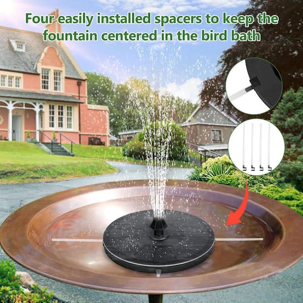1.2W Solar Fountain Submersible Water Pump For Bird Bath Solar Panel Kit Outdoor Small Pond Patio Garden Square 4 Types Sprinkler Heads Different Flows Heights