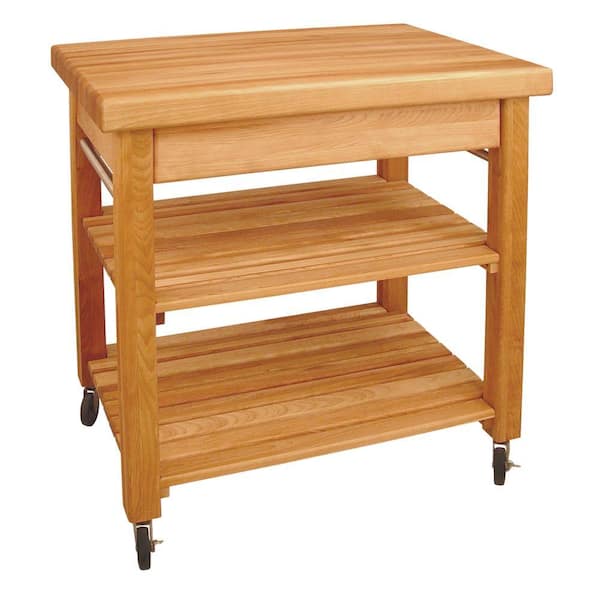Catskill Craftsmen French Country Natural Wood Kitchen Cart with Storage