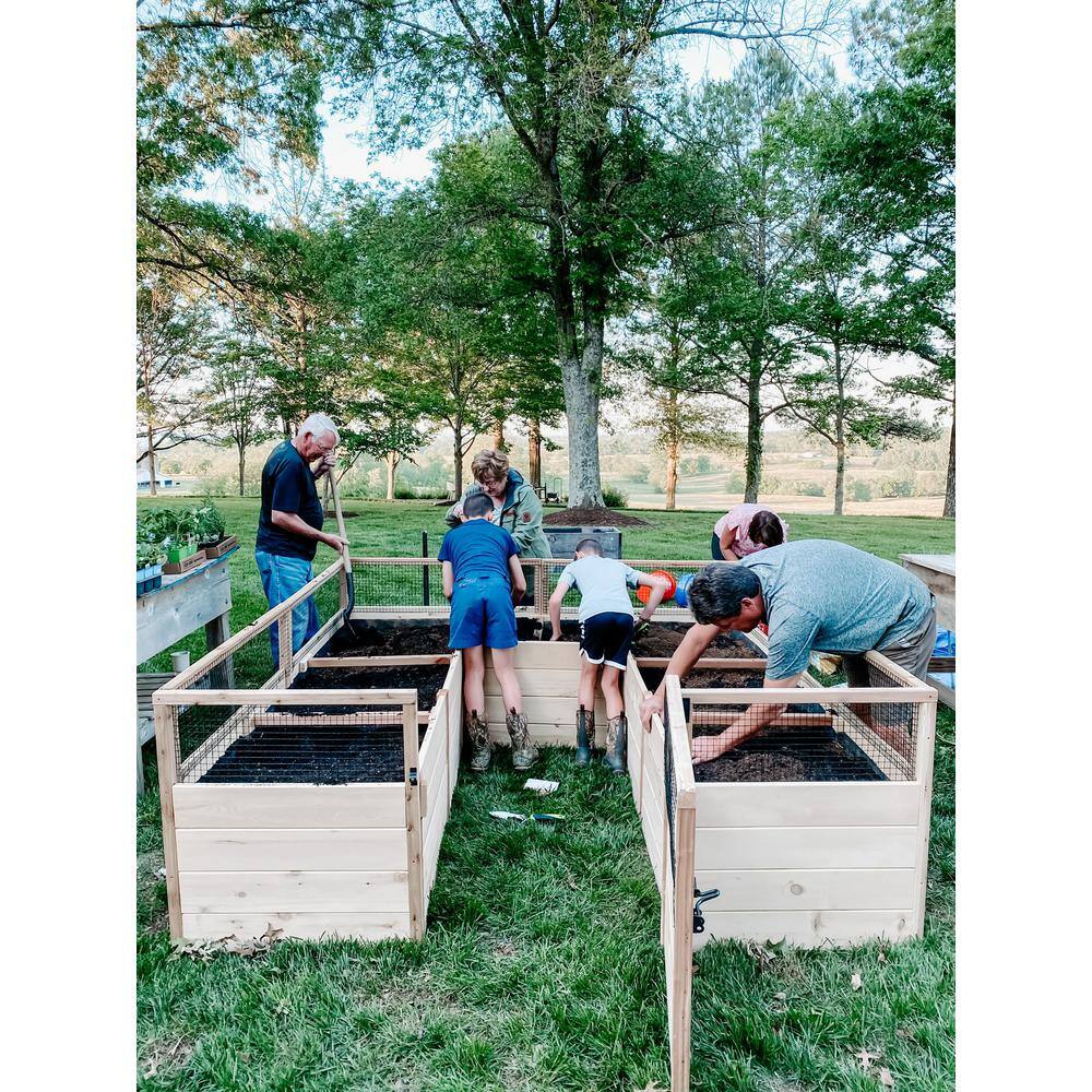 8 ft. x 8 ft. Cedar Raised Garden Bed with Mesh Fencing