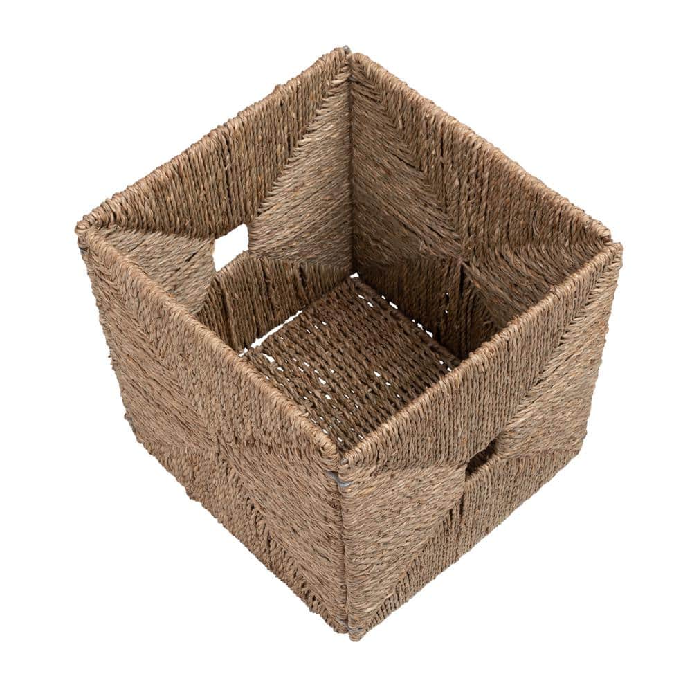 Natural Seagrass Woven Storage Basket with Steel Frame